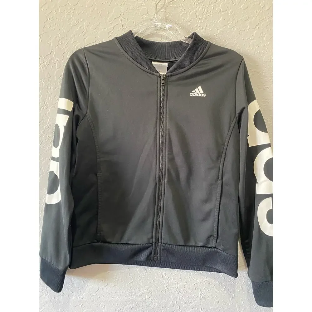 Adidas Black Zip Kids Jacket Size Large